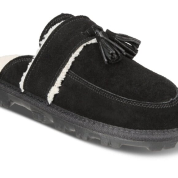 Style & Co. Shoes - Style & Co Women's Tassel Leather Faux Fur Slippers Size 7 Scuff Mules NIB